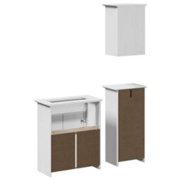 Berkfield 3 Piece Bathroom Furniture Set Bodo White Solid Wood Pine - thumbnail 6