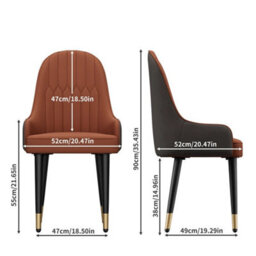 2Pc Orange Dining Chairs Faux Leather Padded Seat Metal Leg Kitchen Chair Family - thumbnail 2