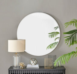 Furniturebox Emma 100Cm Large Art Deco White Metal Frame Round Hallway Bedroom Dining And Living Room Wall Mirror - thumbnail 2