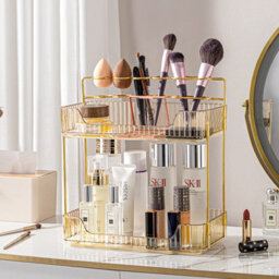 Xample Makeup Organiser Storage 2-Tier Cosmetics Skincare Shelf Organizer, Holder Rack, Customisable,toiletries Cosmetics Organiser, Gift - thumbnail 1