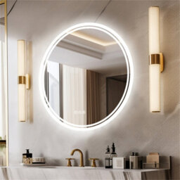 Luvodi 60Cm Round Led Wall Round Mirror Anti-Fog Smart Bathroom Mirrors Large Makeup Light, Dimmable Backlit - thumbnail 7