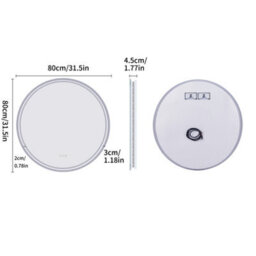Luvodi 60Cm Round Led Wall Round Mirror Anti-Fog Smart Bathroom Mirrors Large Makeup Light, Dimmable Backlit - thumbnail 2