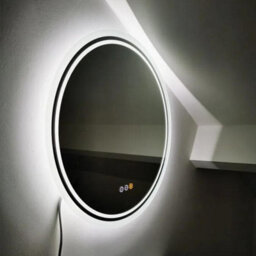 Luvodi 60Cm Round Led Wall Round Mirror Anti-Fog Smart Bathroom Mirrors Large Makeup Light, Dimmable Backlit - thumbnail 8