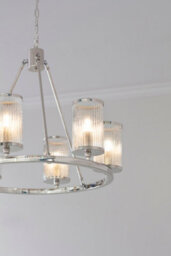 Anson Lighting Tampa 6Lt Pendant Light Finished In Bright Nickel Plate And Ribbed Bubble Glass - thumbnail 4