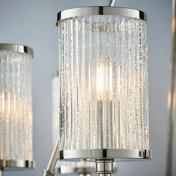 Anson Lighting Tampa 6Lt Pendant Light Finished In Bright Nickel Plate And Ribbed Bubble Glass - thumbnail 3