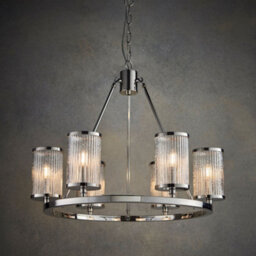 Anson Lighting Tampa 6Lt Pendant Light Finished In Bright Nickel Plate And Ribbed Bubble Glass - thumbnail 1