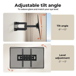 Levede Full Motion Tv Wall Bracket Swivel Tilt Mount For 26 To 65 Inch Tv - thumbnail 6