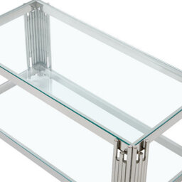Furniture in Fashion Vasari Clear Glass Coffee Table With Stainless Steel Frame - thumbnail 4