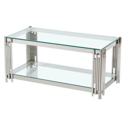 Furniture in Fashion Vasari Clear Glass Coffee Table With Stainless Steel Frame - thumbnail 3