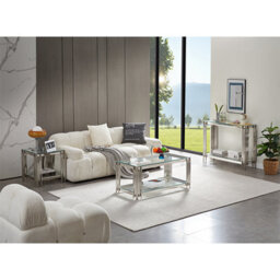 Furniture in Fashion Vasari Clear Glass Coffee Table With Stainless Steel Frame - thumbnail 6