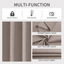 Ameha Natural Beige Linen Blackout Curtain,energy Saving Thermal Insulated Single Panel Curtain Uk,heat Retaining Window Curtain 66'x84' - thumbnail 7