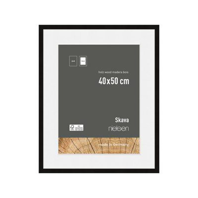 Nielsen Skava 40 X 50Cm Black Wooden Picture Frame With 30X40Cm Mount, Float Glass And Push/turn Clips - image 1