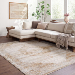 Livabliss Fifth Avenue-Vintage Off-White Brown Grey Traditional Boho Fringe Living Dining Bedroom Rug 152 X 225 Cm Easy Care, Non Shedding - thumbnail 1