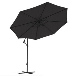 Living And Home 3M Large Rotatable Garden Sun Shade Cantilever Parasol Patio Hanging Banana Umbrella Crank Tilt With Cross Base, Black - thumbnail 3