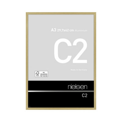 Nielsen C2 Brushed Gold Aluminium Picture Frame A3, 29.7X42Cm - With Float Glass And Push/turn Clips - image 1