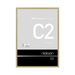 Nielsen C2 Brushed Gold Aluminium Picture Frame A3, 29.7X42Cm - With Float Glass And Push/turn Clips