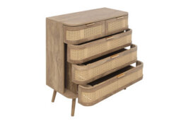 Rattan Chest Of 5 Drawers Birlea Sark Brown Oak Mid Century Modern - thumbnail 8