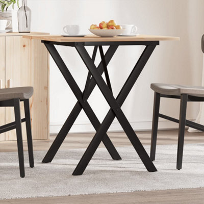 Berkfield Dining Table X-Frame 70X70X75 Cm Solid Wood Pine And Steel - image 1