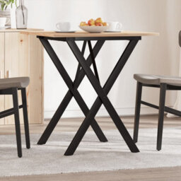 Berkfield Dining Table X-Frame 70X70X75 Cm Solid Wood Pine And Steel