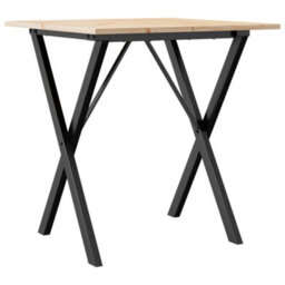 Berkfield Dining Table X-Frame 70X70X75 Cm Solid Wood Pine And Steel - thumbnail 2