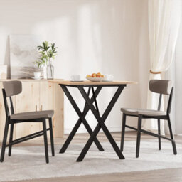 Berkfield Dining Table X-Frame 70X70X75 Cm Solid Wood Pine And Steel - thumbnail 3