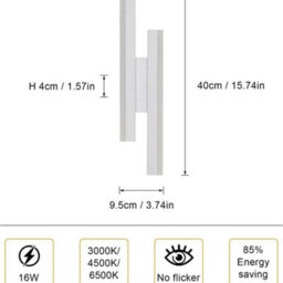 Dimmable Led Wall Lamp 3000/4500/6500K Wall Lights Indoor Bedroom Living Room - thumbnail 3