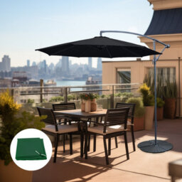 Sundaze 3M Black Garden Banana Parasol Cantilever Umbrella Patio W/ Base & Cover
