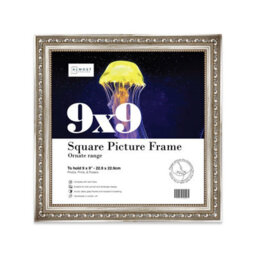9X9 Silver Ornate Picture Frame (22.9 X 22.9Cm) Poster, Photo, Artwork, Gallery Wall Or Print - thumbnail 1