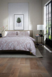 The Lyndon Company Petite Fleure Cotton Pink Duvet Cover Set Blossom Floral Print Bedding With Elegant Piped Finish - thumbnail 4