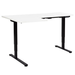Beliani Electric Adjustable Corner Desk Destines 160 Cm 109 Cm White/ Black Left Hand