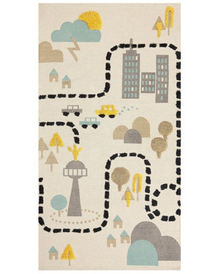 Wyld And Coco Multicolour Hand-Tufted City-Scape Rug 80 X 150 Cm For Kids Playroom - image 1