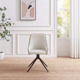 Furniturebox Uk Beaumont Cream Fabric Swivel Office Chair - thumbnail 3