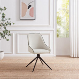 Furniturebox Uk Beaumont Cream Fabric Swivel Office Chair - thumbnail 2