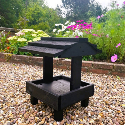 Ruddings Wood Wooden Ground Feeder Bird Table Garden Wild Bird Raised Feeding Table Black - image 1