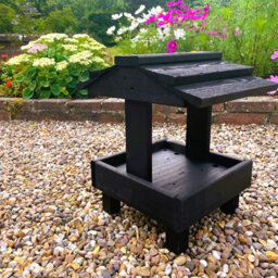 Ruddings Wood Wooden Ground Feeder Bird Table Garden Wild Bird Raised Feeding Table Black - thumbnail 3