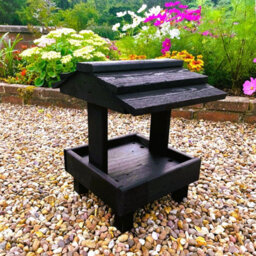 Ruddings Wood Wooden Ground Feeder Bird Table Garden Wild Bird Raised Feeding Table Black - thumbnail 2