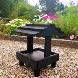 Ruddings Wood Wooden Ground Feeder Bird Table Garden Wild Bird Raised Feeding Table Black - thumbnail 4