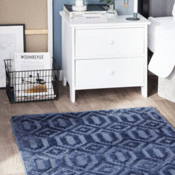 Beliani Blue Viscose Hand-Woven Geometric Flatweave Rug 80 X 150 Cm - thumbnail 2
