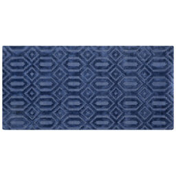 Beliani Blue Viscose Hand-Woven Geometric Flatweave Rug 80 X 150 Cm - thumbnail 1