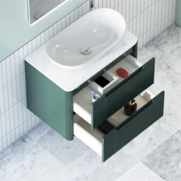 Royal Bathrooms Avenza 800mm Deep Moss Green Wall Hung Bathroom Countertop Vanity Unit 2 Drawer With Cesar Basin - thumbnail 5