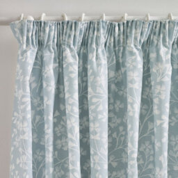 Catherine Lansfield Brooke Floral 66X90 Inch Lined Pencil Pleat Curtains Two Panels Duck Egg Blue