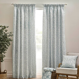 Catherine Lansfield Brooke Floral 66X90 Inch Lined Pencil Pleat Curtains Two Panels Duck Egg Blue - thumbnail 2