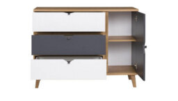 Arte Memone Sideboard Cabinet - Versatile Golden Oak With Graphite & White Matt Finish - W1200mm X H900mm X D400mm - thumbnail 2