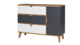 Arte Memone Sideboard Cabinet - Versatile Golden Oak With Graphite & White Matt Finish - W1200mm X H900mm X D400mm