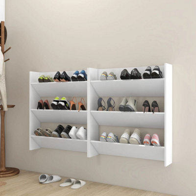 Berkfield Wall Shoe Cabinets 2 Pcs  White 80X18X90 Cm Engineered Wood - image 1