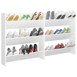Berkfield Wall Shoe Cabinets 2 Pcs  White 80X18X90 Cm Engineered Wood - thumbnail 4