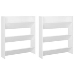 Berkfield Wall Shoe Cabinets 2 Pcs  White 80X18X90 Cm Engineered Wood - thumbnail 2