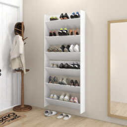 Berkfield Wall Shoe Cabinets 2 Pcs  White 80X18X90 Cm Engineered Wood - thumbnail 3
