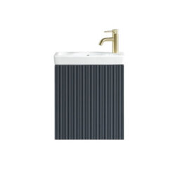 FNX Bathrooms Fluted Mini Cloakroom Vanity Unit With Basin Wall Hung Soft Close Door Integrated Storage - Midnight Shadow - thumbnail 1
