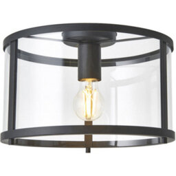 Loops Flush Ceiling Light & 2X Matching Wall Lights - Matt Black Clear Glass Shade - thumbnail 2